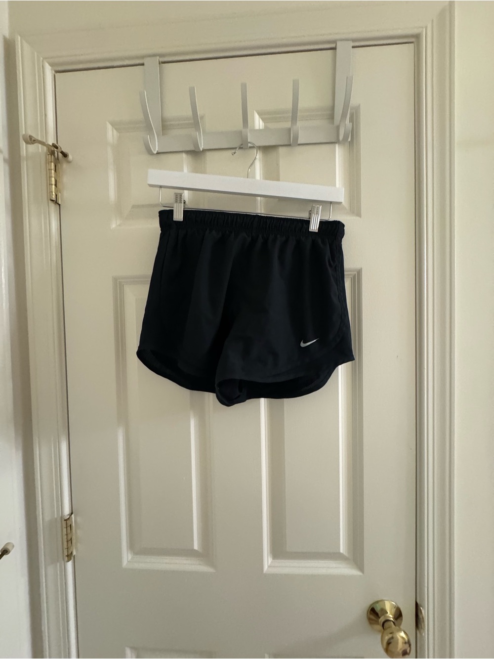 Nike Black Women's Athletic Running Shorts with Silver Swoosh